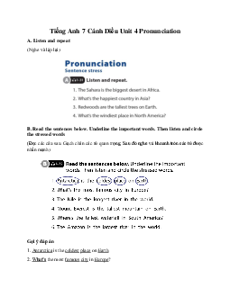Tiếng Anh 7 Cánh Diều Unit 4 Pronunciation