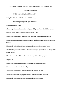 Đề cương ôn tập giữa học kì 2 môn Tiếng Anh 7 sách Chân trời sáng tạo