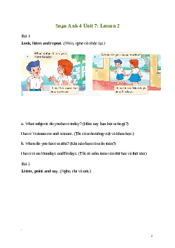 Giải Tiếng Anh lớp 4 Unit 7: Lesson 2 | Global Success