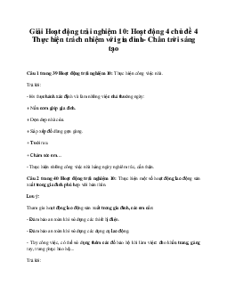 Giải Hoạt động trải nghiệm 10: Hoạt động 4 chủ đề 4 Chân Trời Sáng Tạo