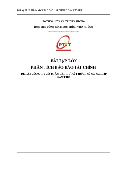 Bài tập lớn Phân tích báo cáo tài chính đề tài "Công ty cổ phần vật tư kỹ thuật nông nghiệp Cần Thơ"