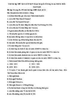 Giải SBT Lịch Sử 12 bài 9: Quan hệ quốc tế trong và sau thời kì chiến tranh lạnh