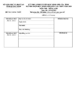Kì thi chọn đội tuyển chính thức dự thi HSG quốc gia lớp 12 THPT tỉnh Quảng Ninh năm học 2019-2020 môn thi Tiếng Anh