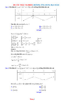 250 Câu Trắc Nghiệm Chương Ứng Dụng Đạo Hàm Toán 12 (Có Lời Giải)