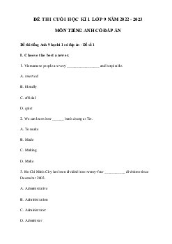 Top 7 Đề thi học kì 1 lớp 9 môn tiếng Anh năm 2023 - 2024