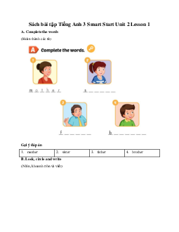 Sách bài tập Tiếng Anh 3 Smart Start Unit 2 Lesson 1