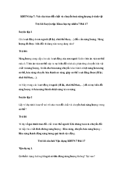 Giải khoa học tự nhiên 7 Bài 17: Vai của trao đổi chất và chuyển hoá năng lượng ở sinh vật | Cánh diều