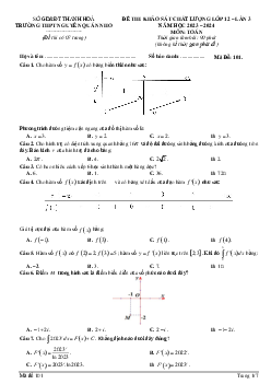 Đề thi KSCL Toán 12 lần 3 năm 2023 – 2024 trường THPT Nguyễn Quán Nho – Thanh Hóa