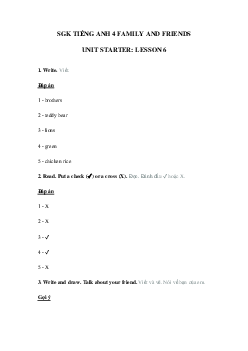 Sách bài tập Family and Friends 4 Starter lesson 6