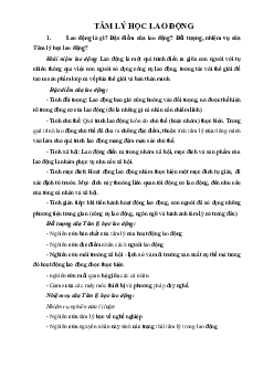 Lý thuyết ôn tập Tâm lý học lao động | Đại học Lao động - Xã hội