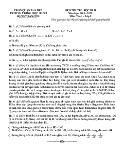 Đề thi học kì 2 Toán 9 năm 2019 – 2020 trường THCS Đặng Trần Côn – TP HCM