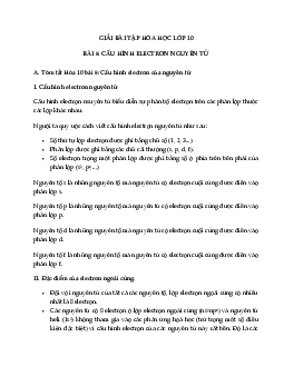 Giải bài tập Hóa 10 bài 5: Cấu hình electron của nguyên tử