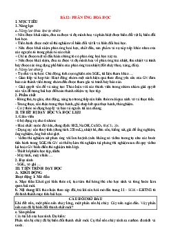 Giáo án KHTN 8 Kết nối tri thức bài 2 Phản ứng hóa học