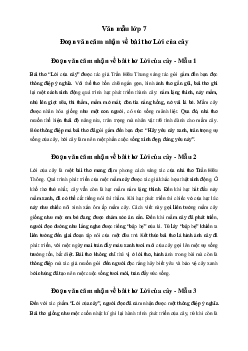Viết đoạn văn nêu cảm nhận của em về bài thơ Lời của cây | Văn mẫu lớp 7 Chân trời sáng tạo