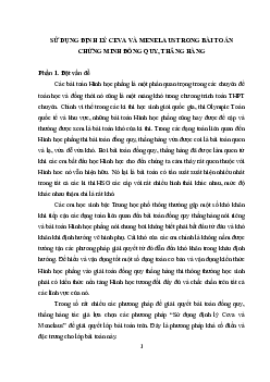 Sử dụng định lý Ceva và Menelaus trong bài toán chứng minh đồng quy, thẳng hàng