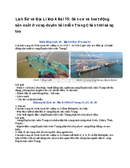 Lịch Sử và Địa Lí lớp 4 Bài 15: Dân cư và hoạt động sản xuất ở vùng duyên hải miền Trung | Chân trời sáng tạo