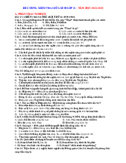 Đề cương ôn tập giữa học kỳ 2 Lịch sử 11 năm 2022-2023
