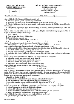 Đề thi thử THPT Quốc gia năm 2023 môn Sinh lần 1 trường THPT Ninh Giang, Hải Dương