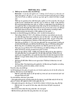 Triết học và vấn đề cơ bản của triết học học phần Triết học Mac-Lênin