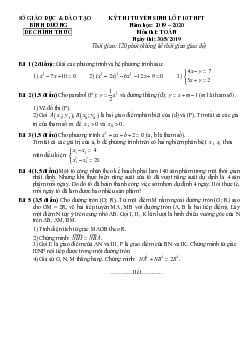 Đề Toán tuyển sinh lớp 10 THPT năm 2019 – 2020 sở GD&ĐT Bình Dương