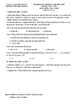 Đề thi học kì 2 môn Tiếng Việt lớp 5 trường tiểu học Kim An, Hà Nội năm 2015 - 2016