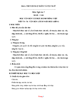 Kế hoạch bài dạy ngữ văn 7 học kì 2 - bộ 2