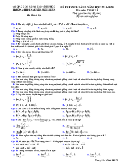 Đề thi KSCL Toán 11 lần 3 năm 2019 – 2020 trường THPT Nguyễn Viết Xuân – Vĩnh Phúc