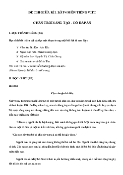 Đề ôn thi giữa kì 1 Tiếng Việt 4 Chân trời sáng tạo - Đề 3