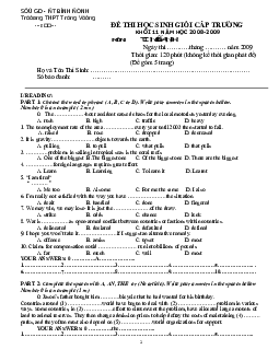 Đề Thi Học Sinh Giỏi Cẩp Trường Khối 11 Năm Học 2008-2009 Môn Tiếng Anh Thời Gian 120 Phút (không Kể Thời Gian Phát Đề) (đề Gồm 5 Trang)