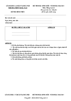 Đề Thi Chọn Học Sinh Giỏi Cấp Trường Lớp 11 Thpt – Năm Học 2016-2017 Môn Tiếng Anh Trường Thpt Ngọc Tảo - Hà Nội
