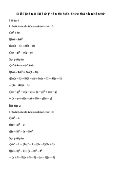 Toán 8 Bài 4: Phân tích đa thức thành nhân tử - Chân trời sáng tạo