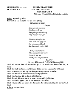 Đề thi học kì 1 môn Ngữ văn 7 năm 2023 - 2024 sách Chân trời sáng tạo - Đề 7