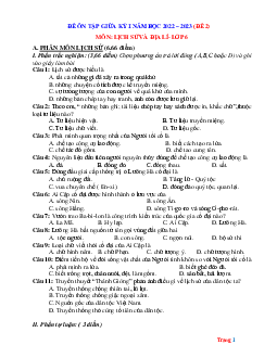Đề Thi Giữa HK1 Lịch Sử Và Địa Lí 6 Năm 2022 - 2023 (có đáp án) - Đề 2