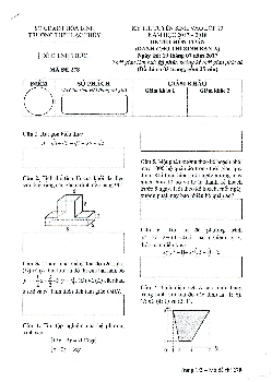 Đề thi tuyển sinh lớp 10 năm học 2017 – 2018 môn Toán trường THPT Lạc Thủy – Hòa Bình (Ban A)