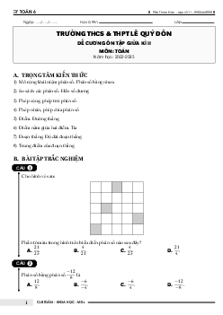 Đề cương giữa kì 2 Toán 6 năm 2022 – 2023 trường Lê Quý Đôn – Hà Nội