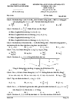 Đề giữa học kỳ 1 Toán 12 năm 2023 – 2024 trường THPT Nguyễn Bính – Nam Định