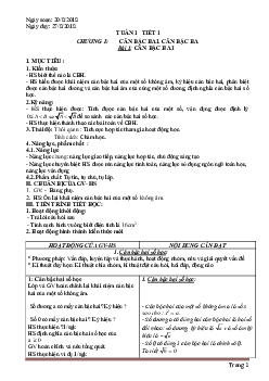 Giáo án đại số 9 học kỳ I theo phương pháp mới bộ 1