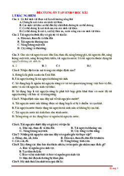 Đề cương ôn tập Sinh học 9 học kỳ 2 năm học 2021-2022