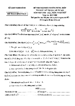 Đề chọn đội tuyển thi HSG Toán Quốc gia năm 2020 – 2021 sở GD&ĐT Ninh Bình