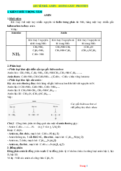Chuyên đề Amin- Amino axit - Protein hóa học 12 (có lời giải)