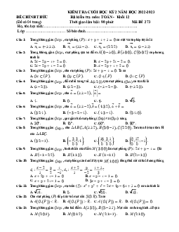 Đề cuối kỳ 2 Toán 12 năm 2022 – 2023 trường THPT Nguyễn Tất Thành – TP HCM