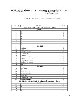 (Đáp án) Kỳ thi chọn hsg lớp 12 THPT tỉnh Ninh Thuận năm học 2012-2013 đề thi môn Tiếng Anh