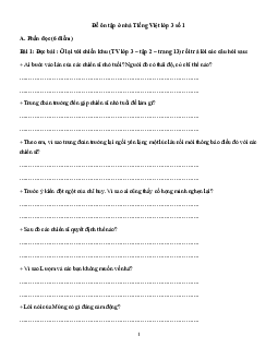 Đề ôn tập ở nhà Tiếng Việt lớp 3 số 1