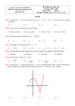 Đề học kì 1 Toán 12 năm 2022 – 2023 trường THPT Thủ Khoa Huân – TP HCM