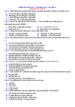 Đề ôn tập giữa học kỳ 1 Địa 12 năm 2022-2023 (có đáp án) - Đề 2