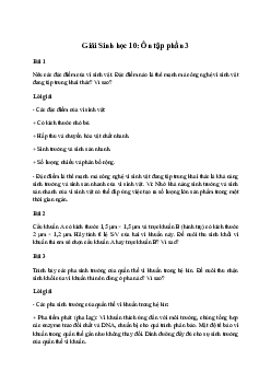 Giải Sinh học 10: Ôn tập phần 3 | Cánh diều