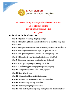 Đề cương ôn thi Lý luận Sử học | Đại học Sư phạm Hà Nội