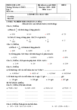 Đề thi học kì 2 lớp 5 môn Toán năm 2019 - 2020 theo Thông tư 22