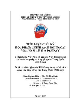 Tiểu luận "Việt Nam và quan hệ Việt-Trung trong chính sách ngoại giao láng giềng của Trung Quốc"