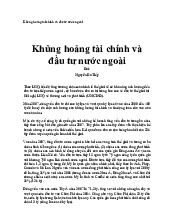Khủng hoảng tài chính toàn cầu và tác động đến đầu tư nước ngoài | Trường Đại học Ngoại ngữ, Đại học Quốc gia Hà Nội